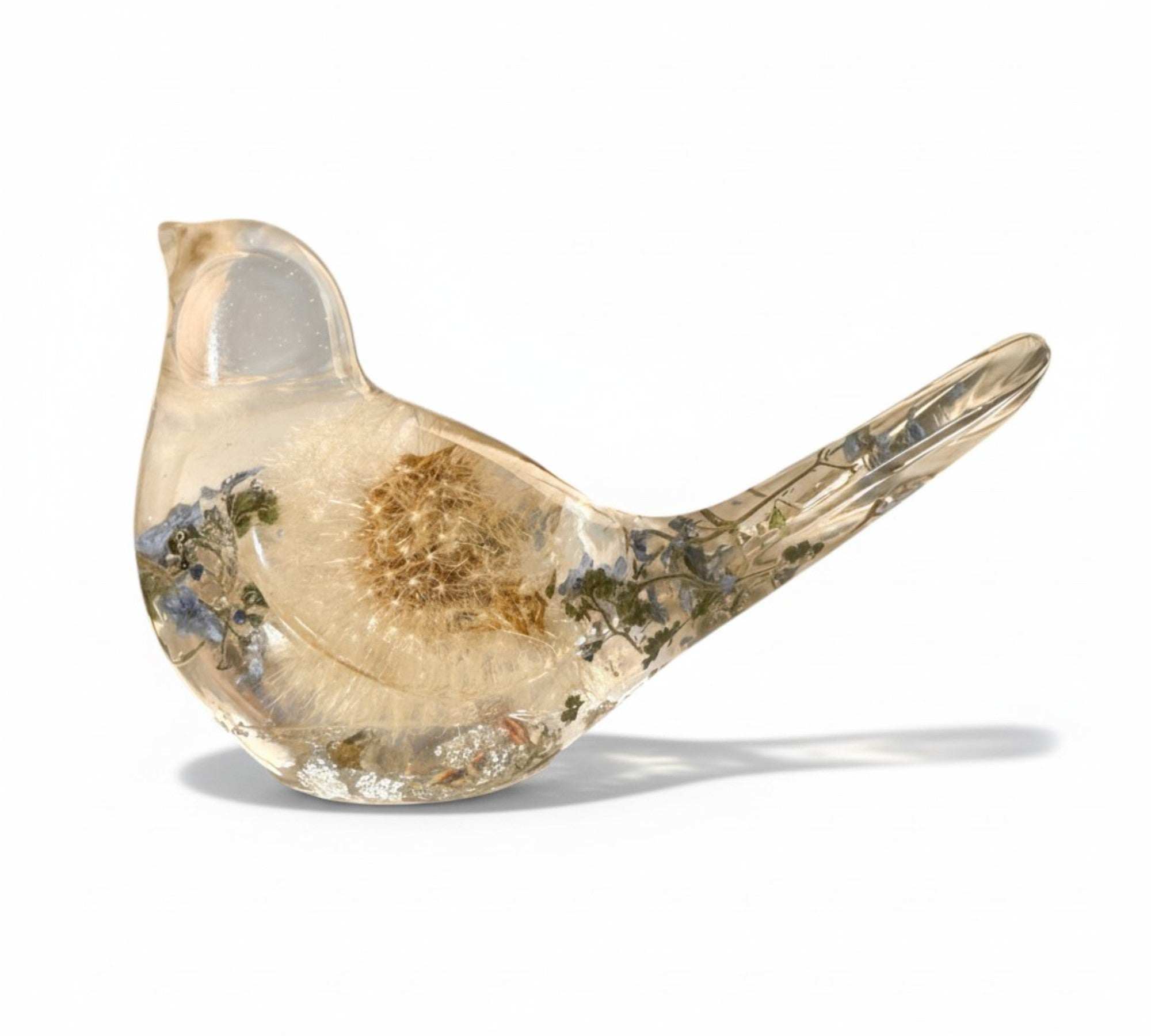 Forget Me Not Wish Bird - Handmade Whimsical Floral Blue Resin
