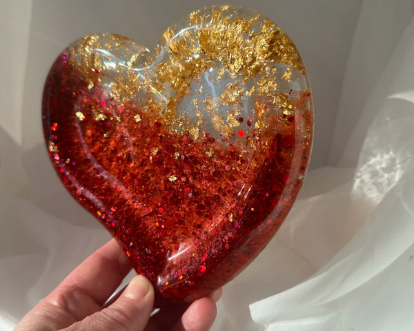 Ruby Radiance Resin Trays - Handmade Red & Gold Leaf Resin Trays