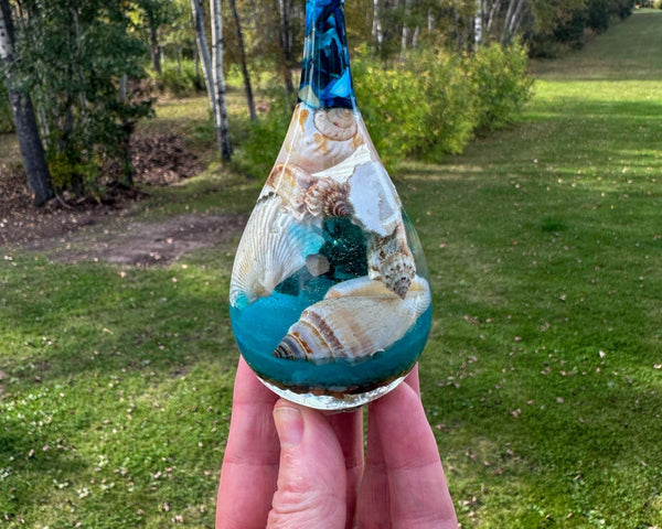 Ocean Drop Ring Keeper -Handmade Ring Holder with Blue Mother of Pearl