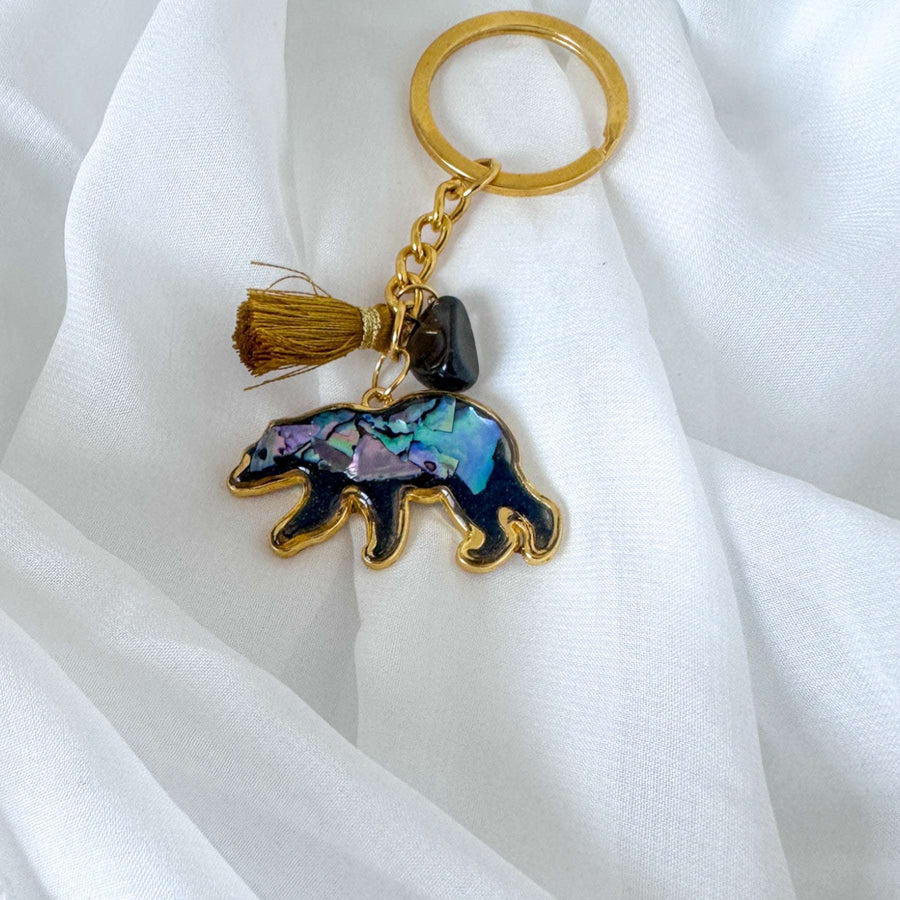 Northern Lights Spirit Bear - Handmade Resin Aurora Keychain