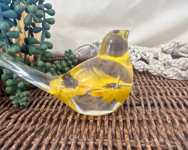 Sunbeam Songbird: Handmade Flower Resin Bird - Everlasting Garden Decor