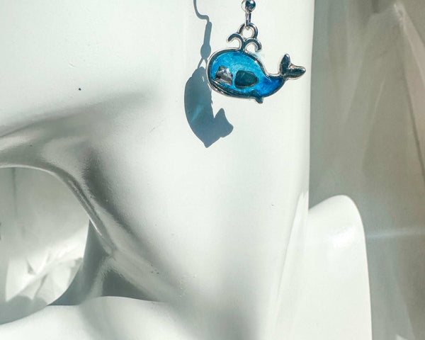Whale Song Sparkle: Handmade Resin & Mother of Pearl Ocean Earrings