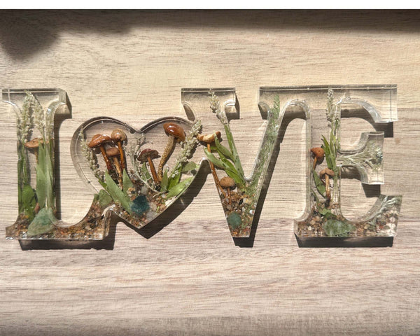 Enchanted Boreal Words - Handmade Resin Decor with Forest Magic