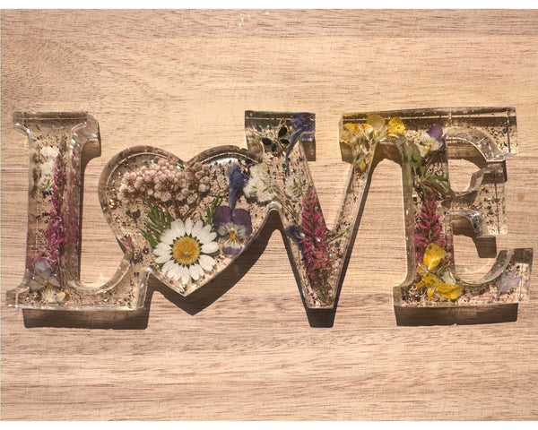 Garden of Love - Handmade Resin Freestanding LOVE with Real Flowers