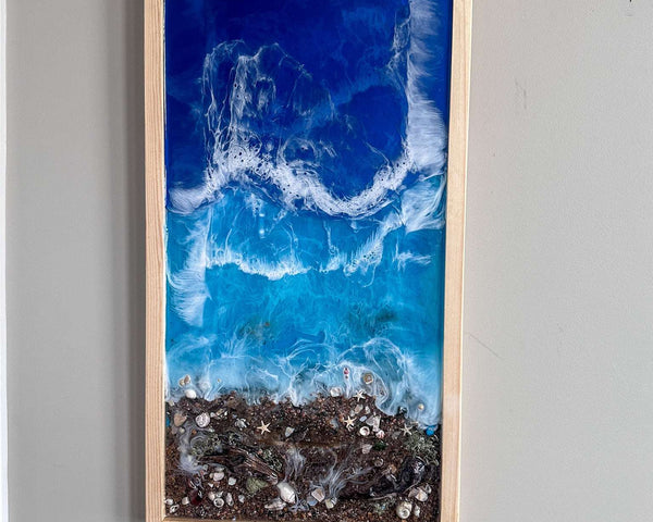 Ocean Dreamscape - Handmade 3D Ocean Wall Art with Real Sand & Shells