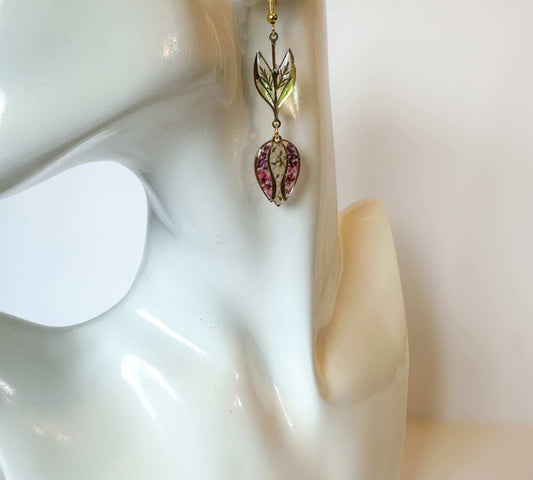 Flower Blossom Bliss Drop Earrings - Handmade with Real Flower Petals