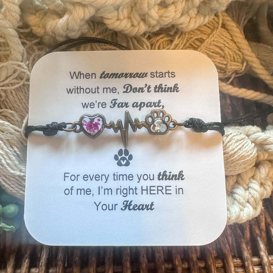Pet Memorial Bracelet - Handmade Pet Paw & Heart Memorial Bracelet