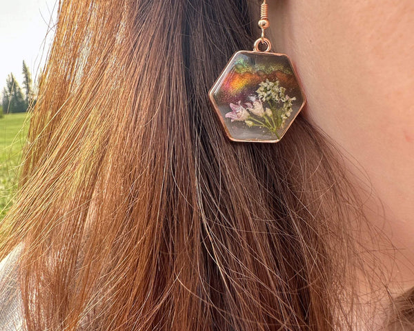 Magical Garden Whimsical Earring Set -Handmade with Real Dried Flowers