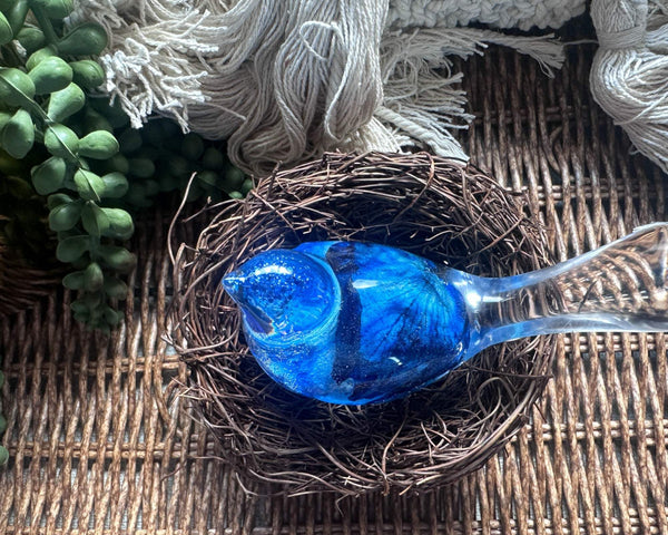 Azure Songbirds of Serenity - Handmade Blue Rose Large Resin Bird