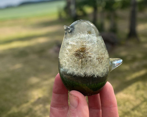 Enchanted Dandelion Wishing Bird - Handmade Resin Fairy Puff Bird