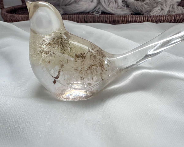 Dandelion Birds Whisper Wish - Handmade Dandelion Puff Resin Bird