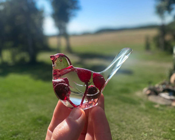 Berry Red Cardinal - Handmade Red Berry Resin Bird Home Decor
