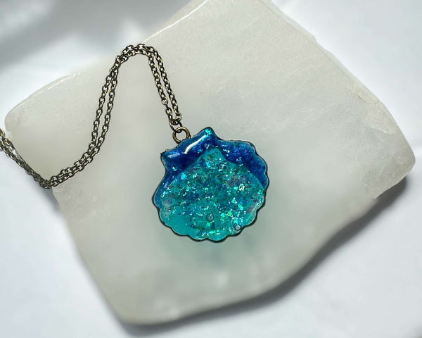 Ocean Whispers Pendant - Handmade Seashell Resin Ocean Pendant