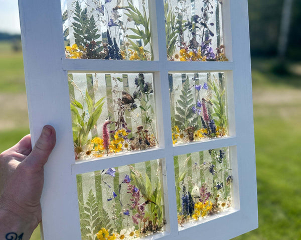 Enchanting Garden Window -Handmade Real Pressed Flower Window Frame