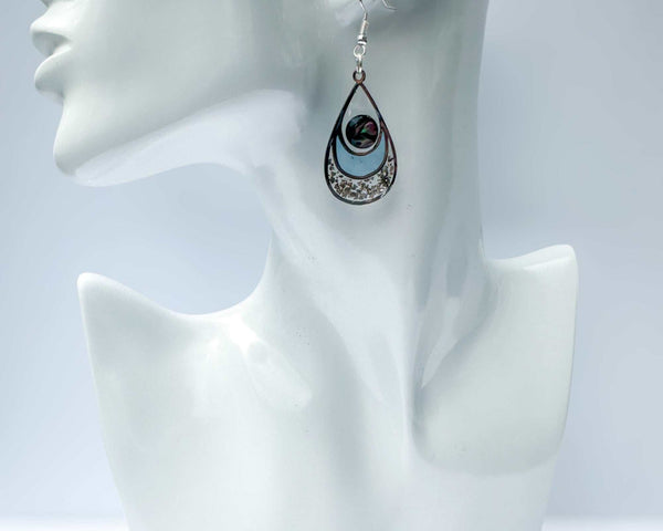 Earrings - Ocean's Kiss - Handmade Mother of Pearl Resin Drop Teardrop