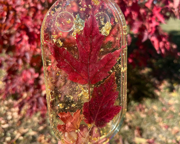 Canadian Maple Leaf Oval Tray - Handmade Resin Tray with Maple Leaf