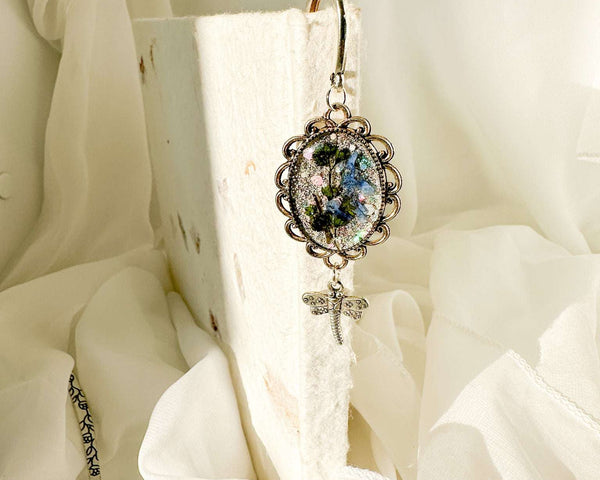 Forget-Me-Not Silver Bookmarks Handmade with Real Flowers & Charms