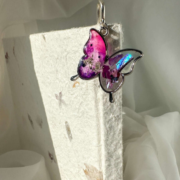 Butterfly Bookmarks- Handmade with Floral Accents & Feather Hook