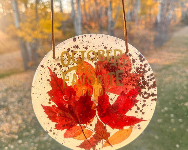 October Glow Maple Leaf Resin Wall Art - Handmade with Maple Leafs