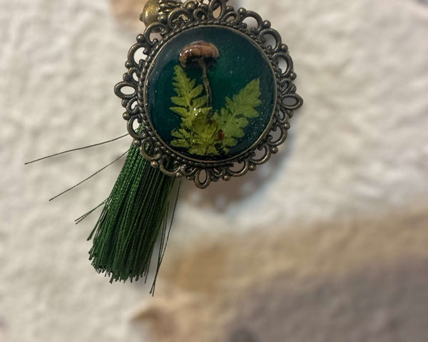 Bookmark - Enchanted Forest Nature Inspired Real Mini Ferns & Shrooms