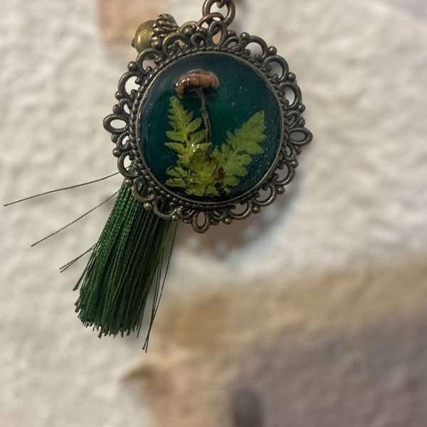 Bookmark - Enchanted Forest Nature Inspired Real Mini Ferns & Shrooms