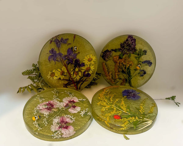 Garden Coaster Set - Blooms & Whimsy Handcraft Epoxy Resin Coasters