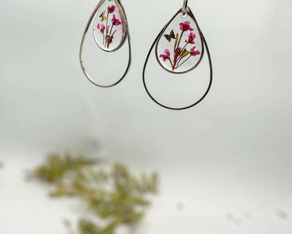 Cherry Blossom Charm - Handmade Pressed Flower Resin Earrings