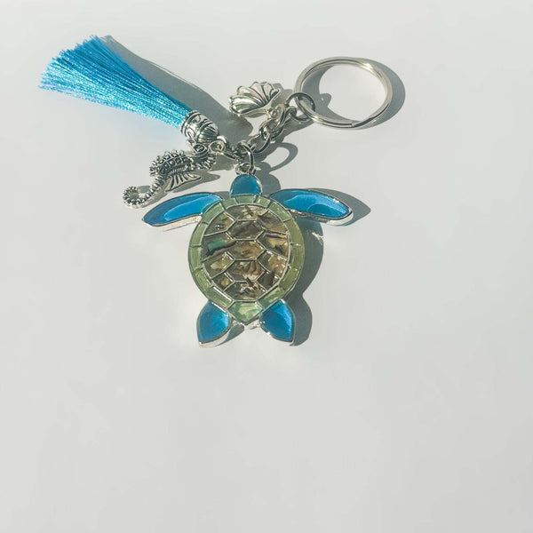 Turtle Bag Charm Ocean Inspired with Real Mother of Pearl Seashells