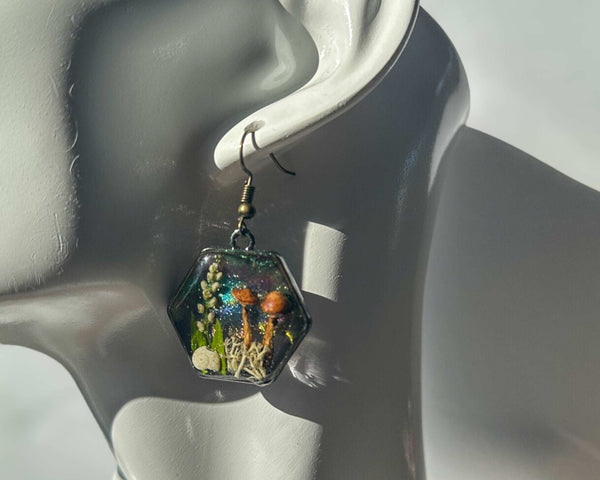 Mushroom Magic in the Forest: Whimsical Botanical Earring Set