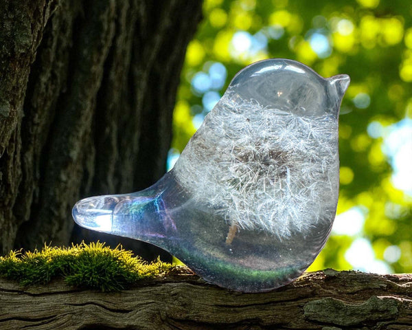 Enchanted Dandelion Wishing Bird - Handmade Resin Fairy Puff Bird