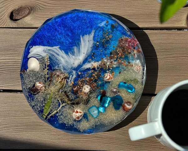 Ocean Wave Coaster Set of Four - Handmade Resin Beach Coasters
