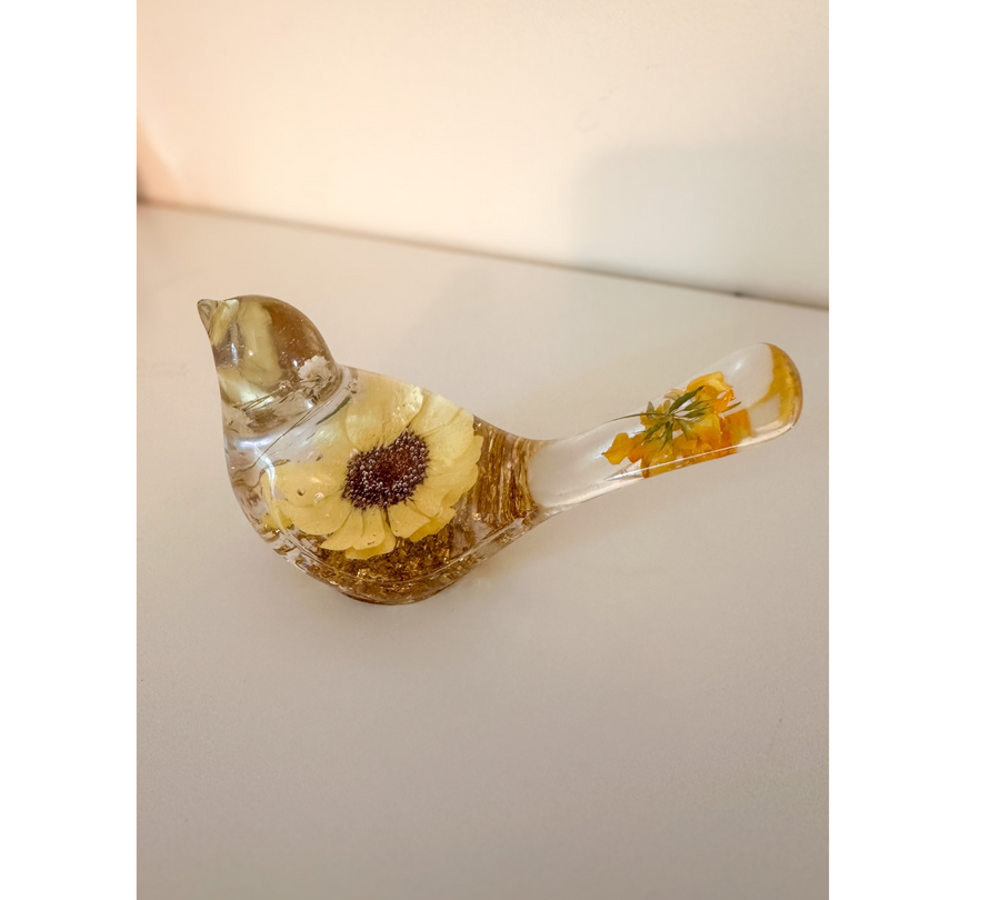 Handmade Floral Resin Birds, As Seen in Newspapers Across Canada