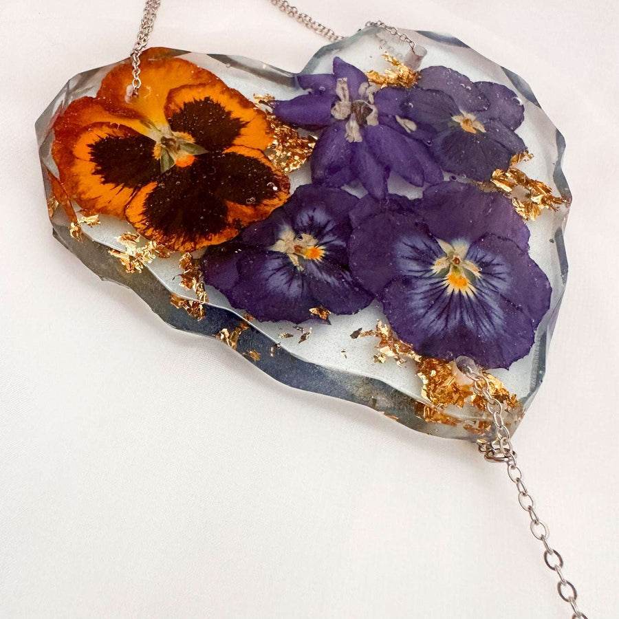 Handmade Pressed Pansy Flower Suncatcher