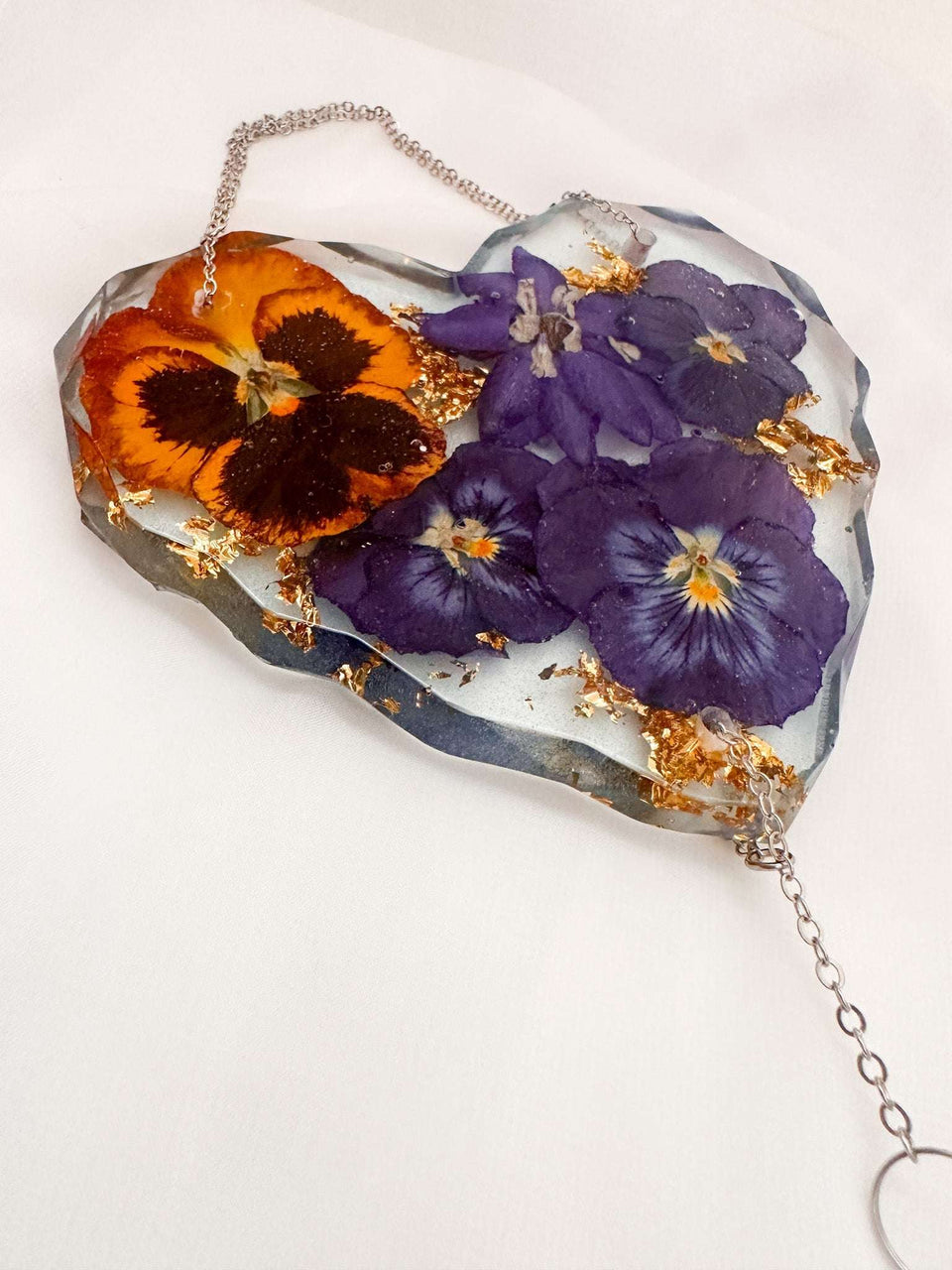 Handmade Pressed Pansy Flower Suncatcher