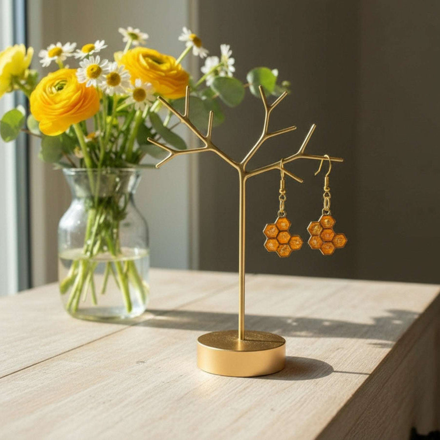 handmade honeycomb earrings