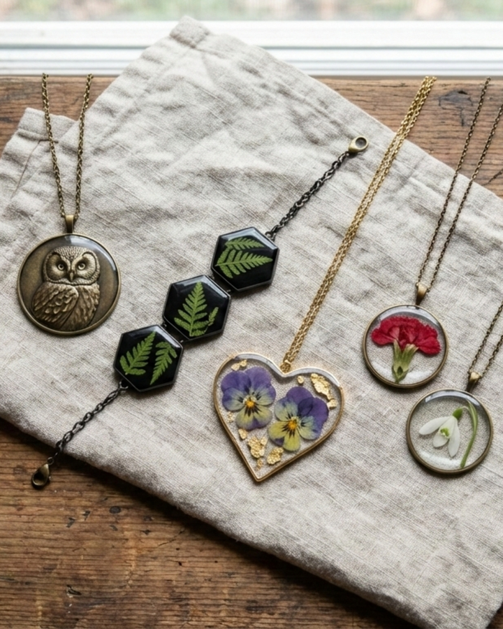 handmade pressed flower jewelry
