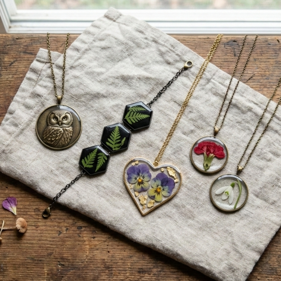 handmade pressed flower jewelry