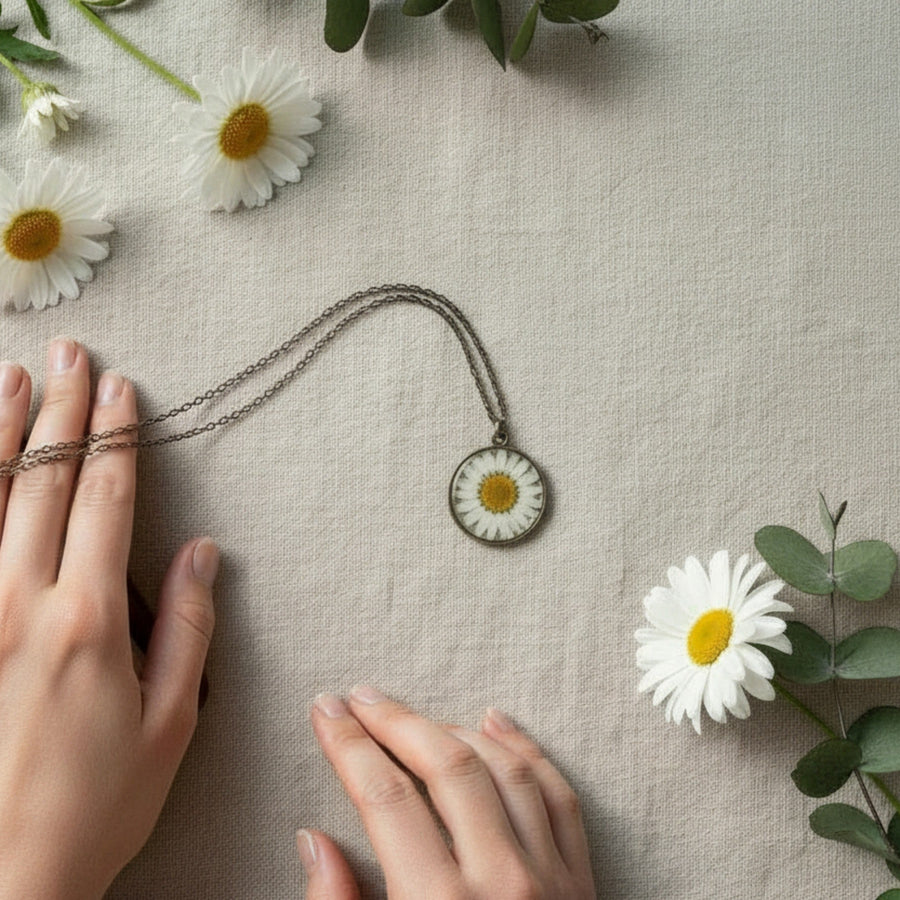 handmade pressed flower pendants