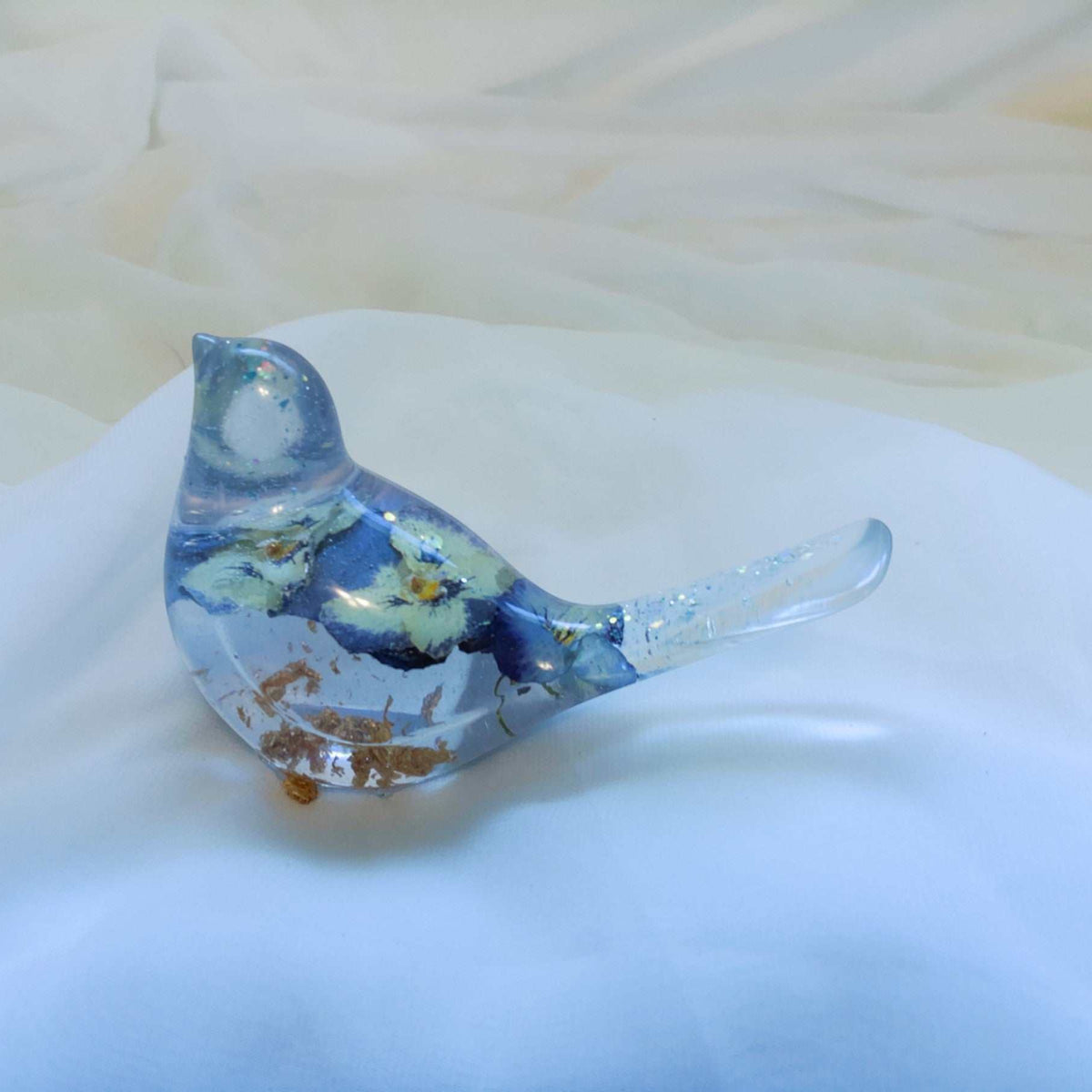 Pansy Songbirds - Handmade Resin Bird Decor with Dried Pansies