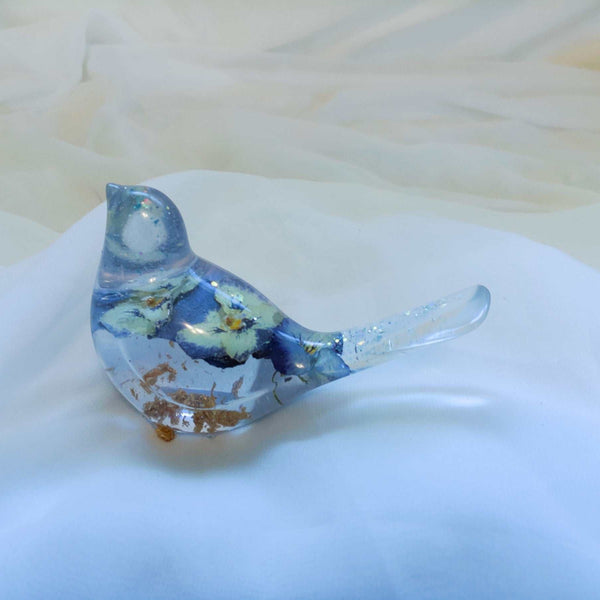 Pansy Songbirds - Handmade Resin Bird Decor with Dried Pansies