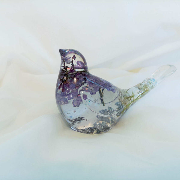 Forever Lilac Garden Bird - Handmade Real Lilac Blooms Resin Bird