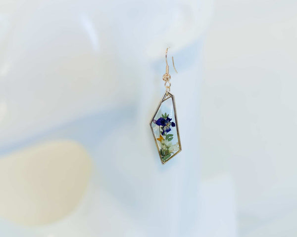 Enchanted Garden Butterfly Resin Earrings – Handmade Pressed Flowers