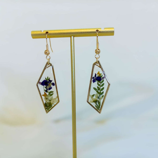 Enchanted Garden Butterfly Resin Earrings – Handmade Pressed Flowers