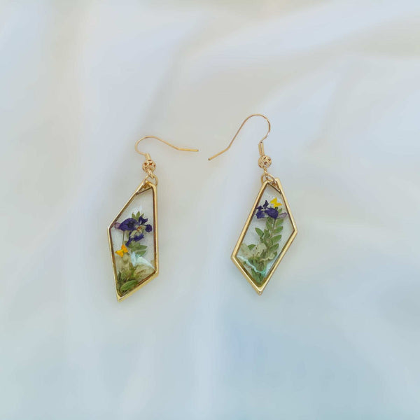 Enchanted Garden Butterfly Resin Earrings – Handmade Pressed Flowers