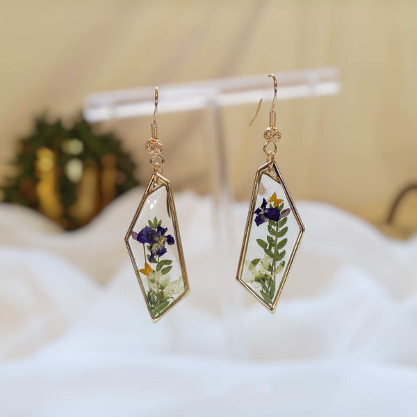 Enchanted Garden Butterfly Resin Earrings – Handmade Pressed Flowers