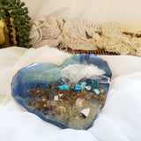 Hearts by the Shore - Handmade Ocean Wave Resin Heart Coaster Set