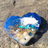 Hearts by the Shore - Handmade Ocean Wave Resin Heart Coaster Set