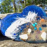 Hearts by the Shore - Handmade Ocean Wave Resin Heart Coaster Set