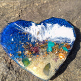 Hearts by the Shore - Handmade Ocean Wave Resin Heart Coaster Set