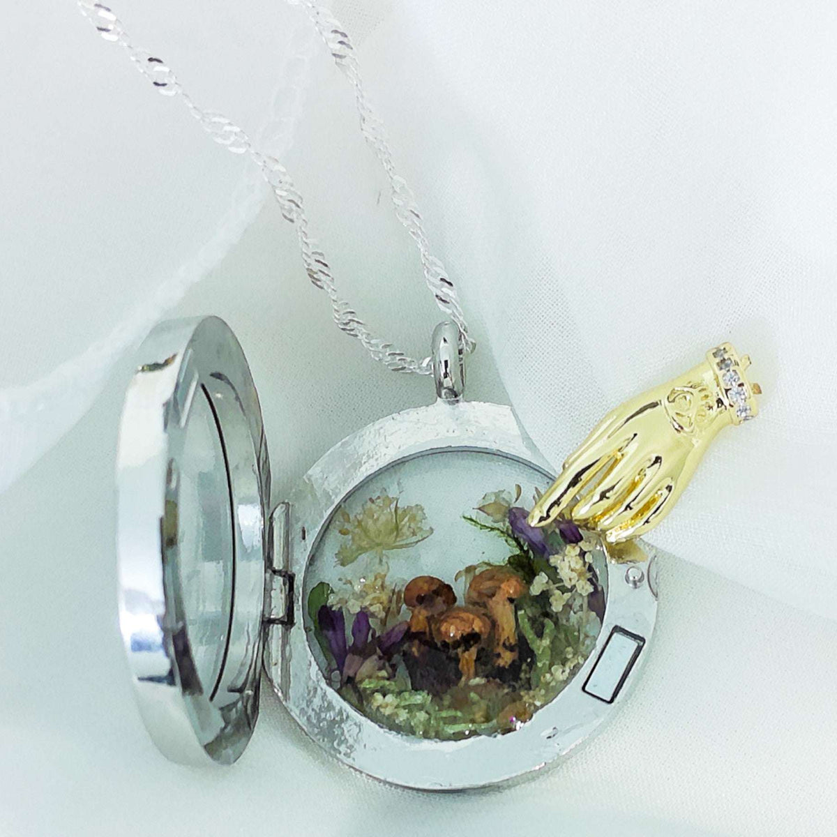 Boreal Forest Looking Glass Pendant – Handmade Botanical Forest Art